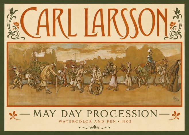 Carl Larsson May Day Procession No4 - Juliste