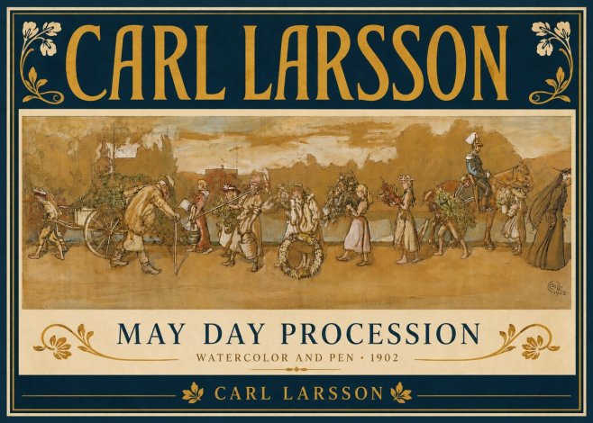 Carl Larsson May Day Procession No5 - Juliste