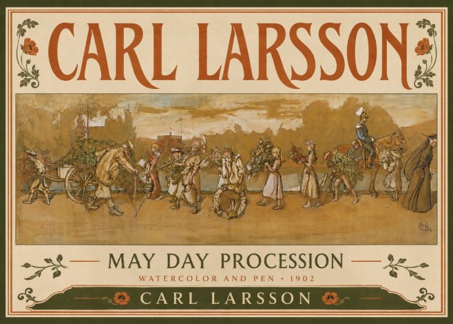 Carl Larsson May Day Procession No6 - Juliste