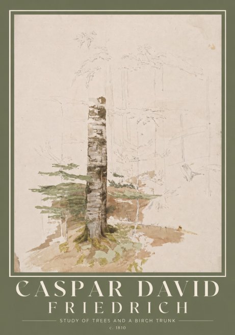 Caspar David Friedrich Study of Trees and a Birch Trunk No2 - Juliste