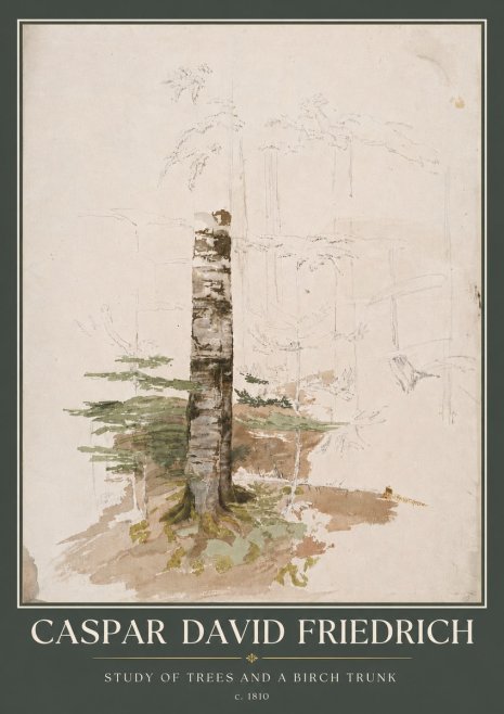 Caspar David Friedrich Study of Trees and a Birch Trunk No5 - Juliste