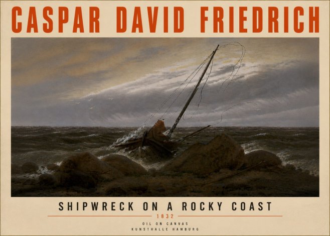 Caspar David Friedrich Shipwreck on a Rocky Coast No5 - Juliste