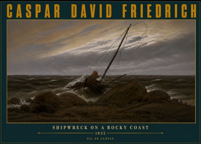 Caspar David Friedrich Shipwreck on a Rocky Coast No6 - Juliste