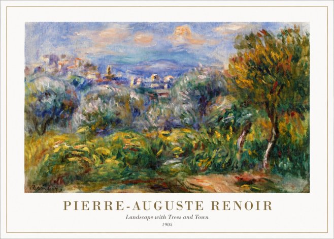 Renoir Landscape with Trees and Town No1 - Juliste