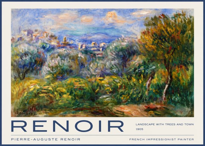 Renoir Landscape with Trees and Town No2 - Juliste