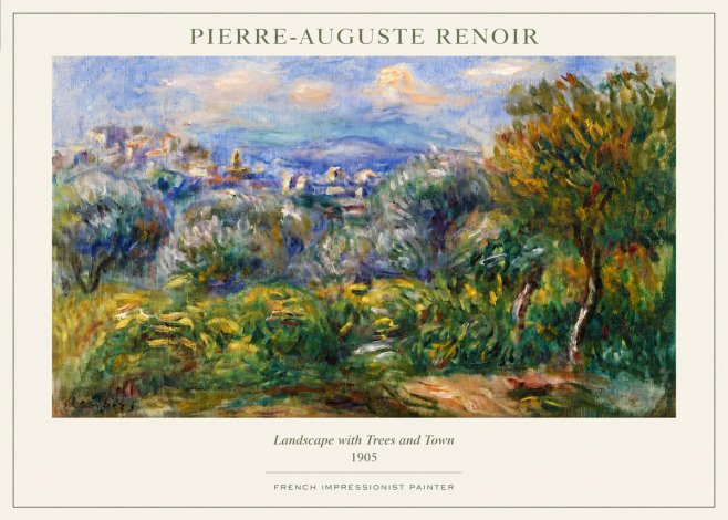 Renoir Landscape with Trees and Town No3 - Juliste