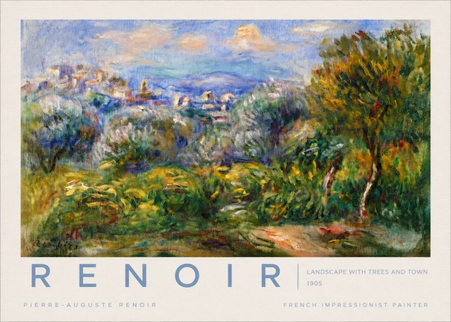 Renoir Landscape with Trees and Town No4 - Juliste