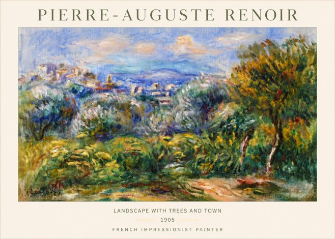 Renoir Landscape with Trees and Town No5 - Juliste