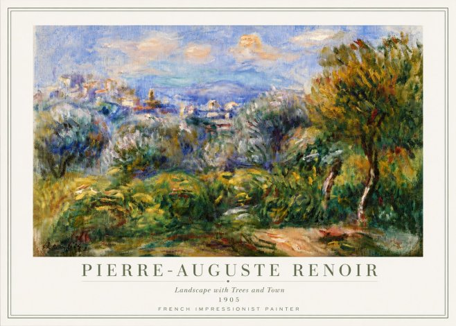 Renoir Landscape with Trees and Town No6 - Juliste