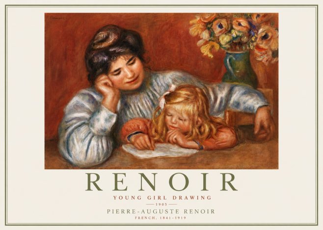 Renoir Young Girl Drawing No5 - Juliste