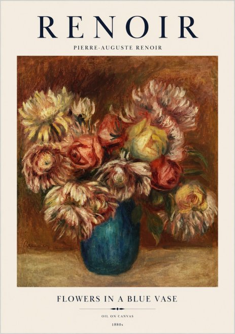 Renoir Flowers in a Blue Vase No1 - Juliste