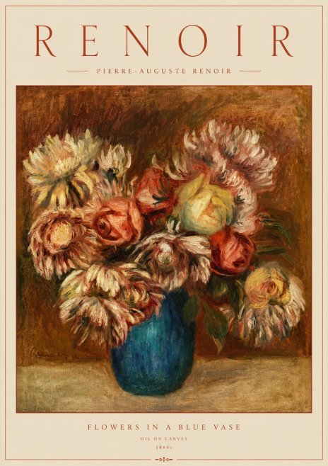 Renoir Flowers in a Blue Vase No2 - Juliste