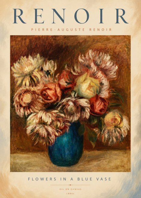 Renoir Flowers in a Blue Vase No3 - Juliste