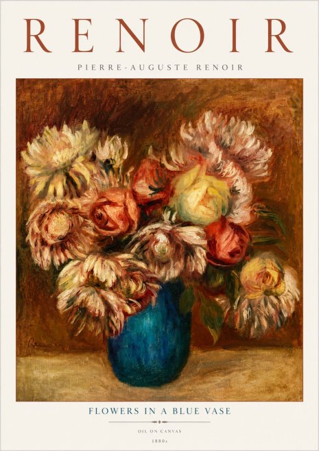 Renoir Flowers in a Blue Vase No5 - Juliste