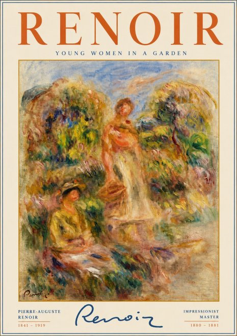 Renoir Young Women in a Garden No2 - Juliste