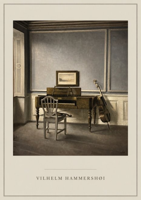 Vilhelm Hammershøi Interior with a Piano and a Cello No6 - Juliste