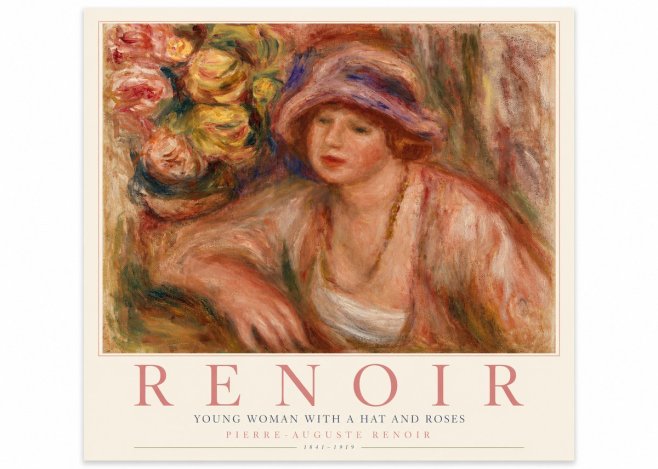 Renoir Young Woman with a Hat and Roses No4 - Juliste