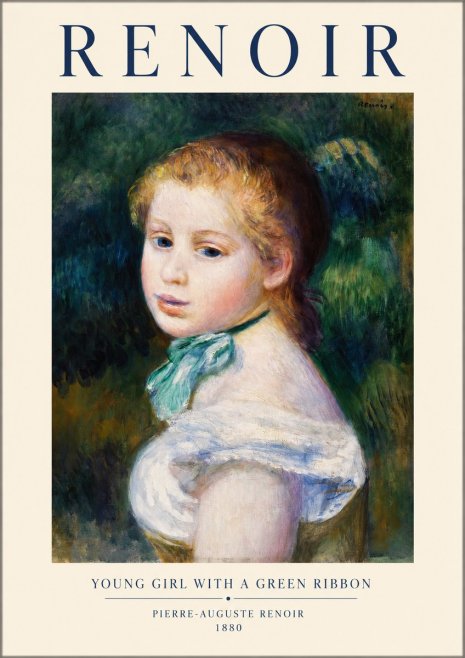 Renoir Young Girl with a Green Ribbon No1 - Juliste