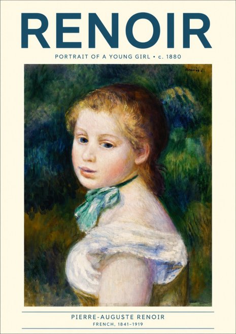 Renoir Young Girl with a Green Ribbon No3 - Juliste