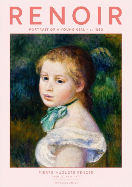Renoir Young Girl with a Green Ribbon No4 - Juliste