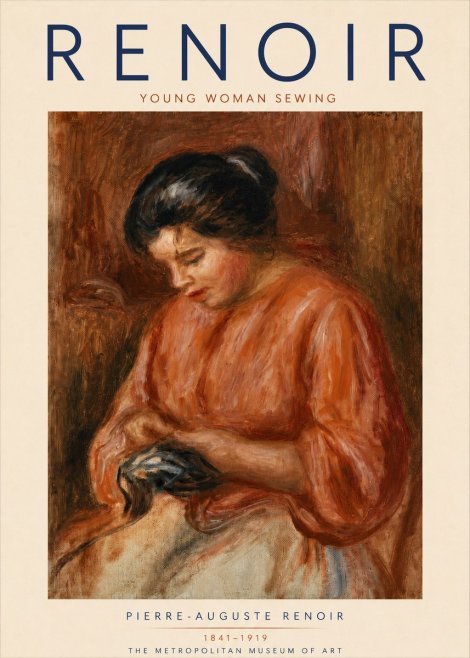 Renoir Young Woman Sewing No4 - Juliste