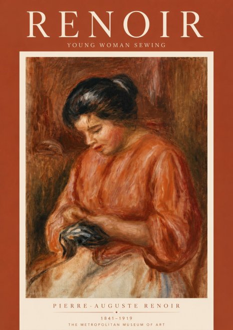 Renoir Young Woman Sewing No5 - Juliste