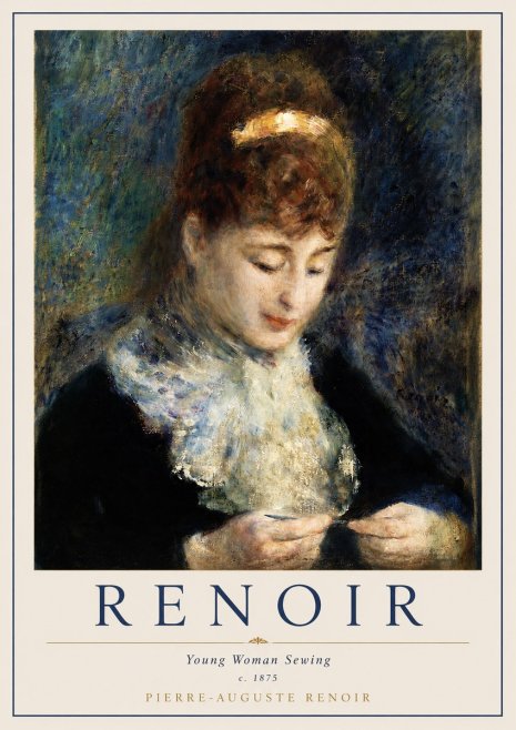 Renoir Young Woman Sewing II No2 - Juliste