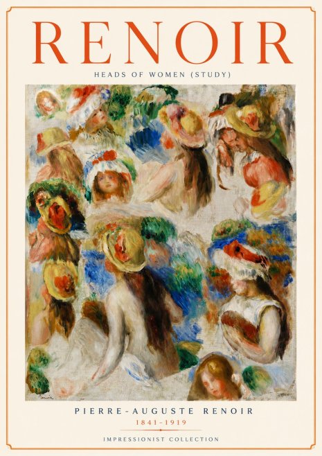Renoir Heads of Women (Study) No6 - Juliste