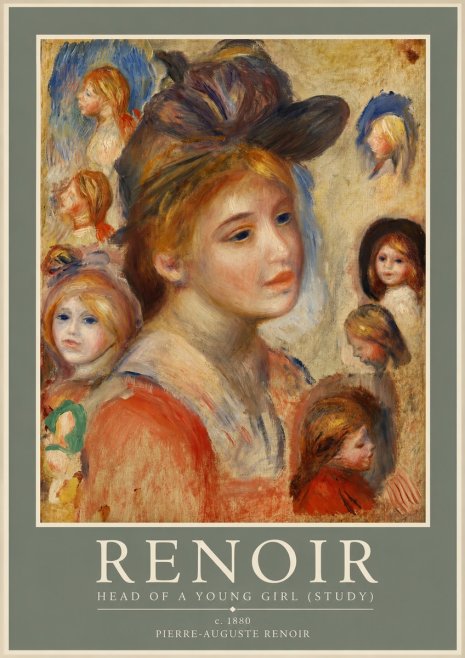 Renoir Head of a Young Girl (Study) No2 - Juliste