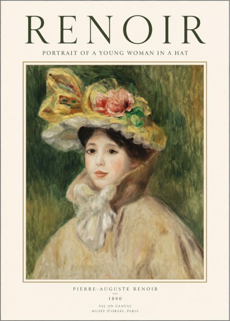 Renoir Portrait of a Young Woman in a Hat No1 - Juliste