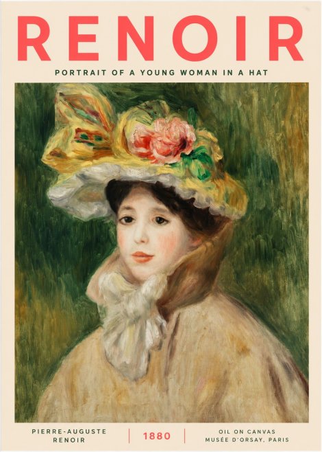 Renoir Portrait of a Young Woman in a Hat No2 - Juliste