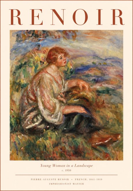 Renoir Young Woman in a Landscape No1 - Juliste