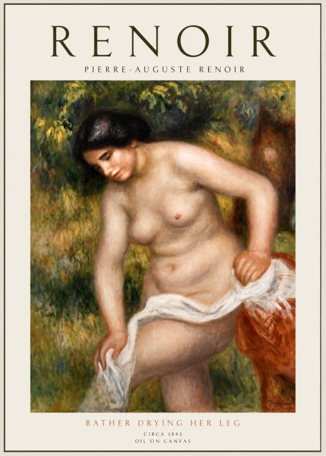 Renoir Bather Drying Her Leg No1 - Juliste