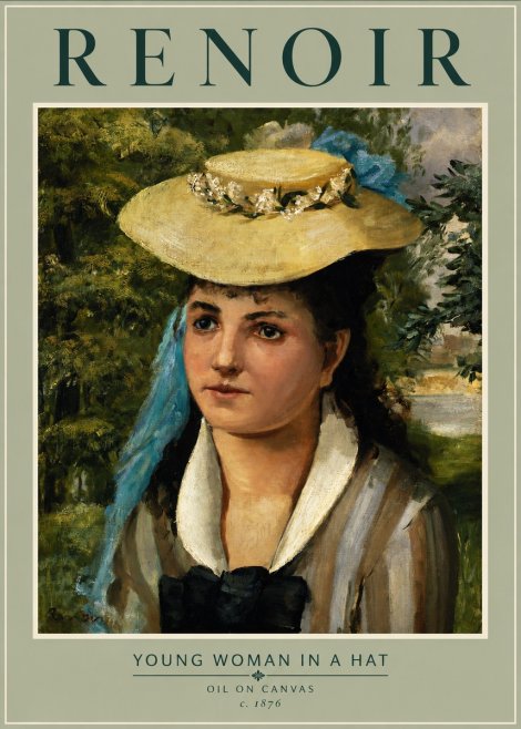 Renoir Young Woman in a Hat No2 - Juliste