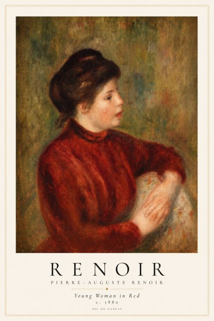 Renoir Young Woman in Red No1 - Juliste