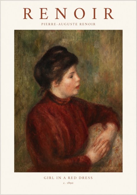 Renoir Young Woman in Red No2 - Juliste