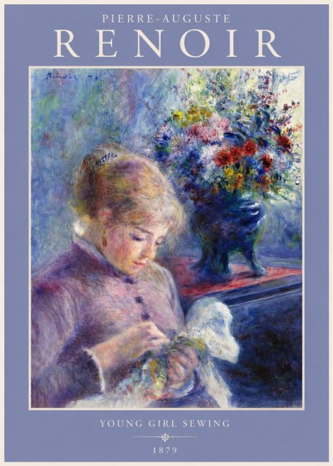Renoir Young Girl Sewing No2 - Juliste