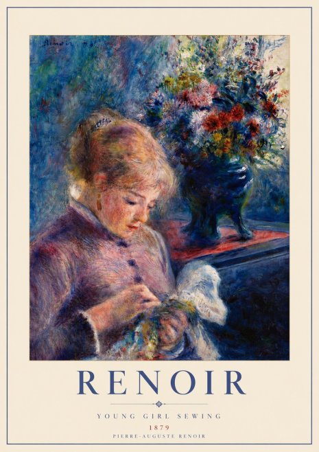 Renoir Young Girl Sewing No5 - Juliste