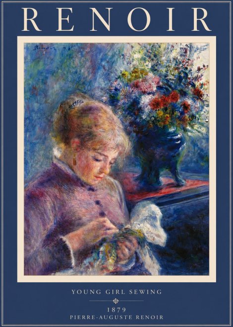 Renoir Young Girl Sewing No6 - Juliste