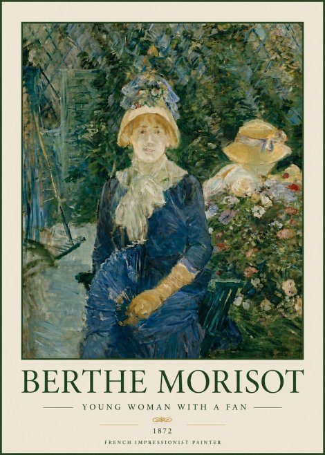 Berthe Morisot Young Woman with a Fan I No5 - Juliste