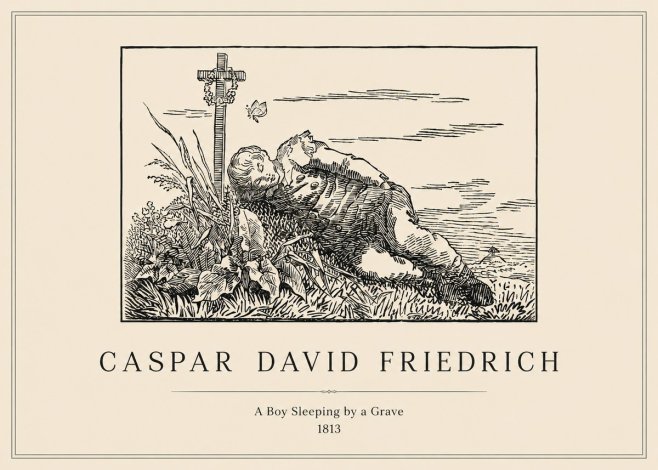 Caspar David Friedrich A Boy Sleeping by a Grave No1 - Juliste