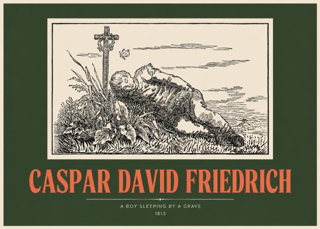 Caspar David Friedrich A Boy Sleeping by a Grave No2 - Juliste