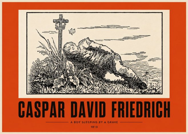 Caspar David Friedrich A Boy Sleeping by a Grave No3 - Juliste