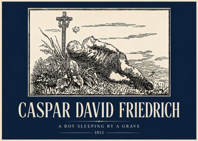Caspar David Friedrich A Boy Sleeping by a Grave No4 - Juliste