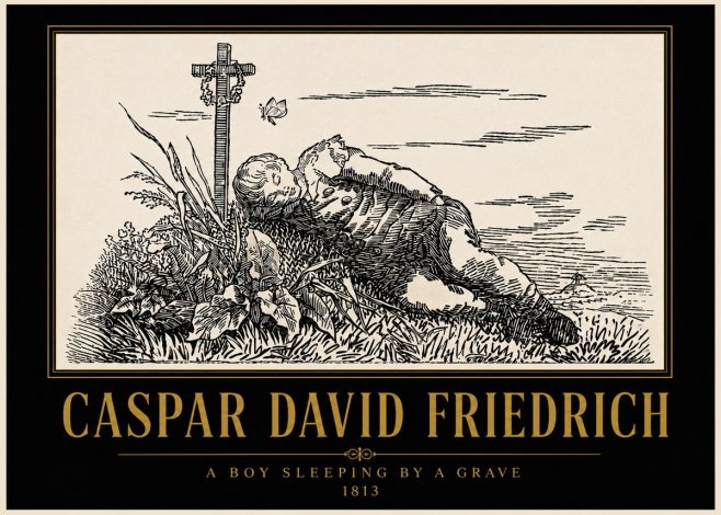 Caspar David Friedrich A Boy Sleeping by a Grave No5 - Juliste