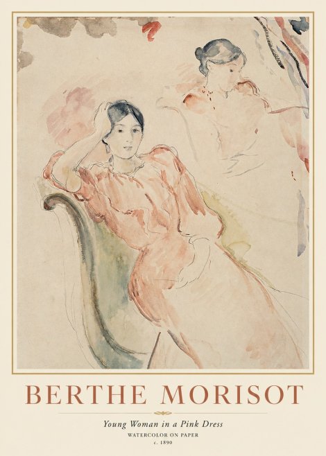 Berthe Morisot Young Woman in a Pink Dress II No1 - Juliste