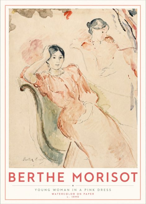 Berthe Morisot Young Woman in a Pink Dress II No3 - Juliste