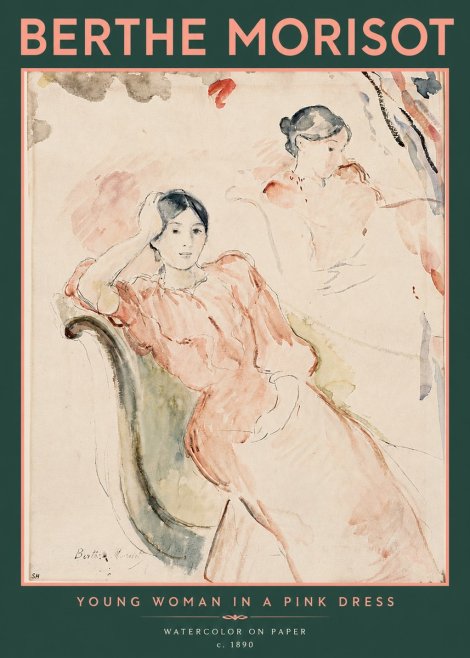 Berthe Morisot Young Woman in a Pink Dress II No5 - Juliste