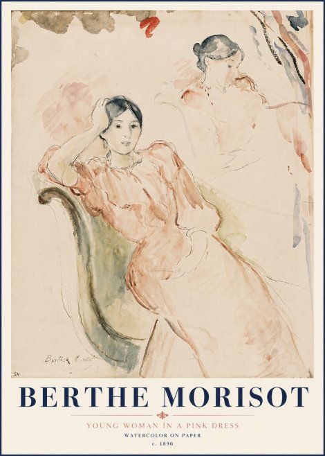 Berthe Morisot Young Woman in a Pink Dress II No6 - Juliste
