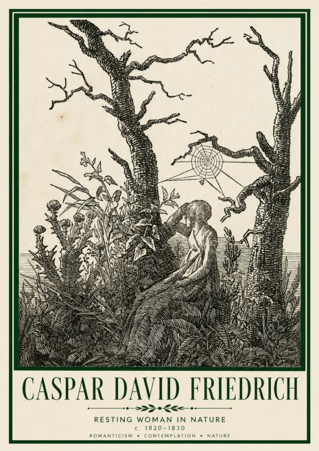 Caspar David Friedrich Resting Woman in Nature No3 - Juliste
